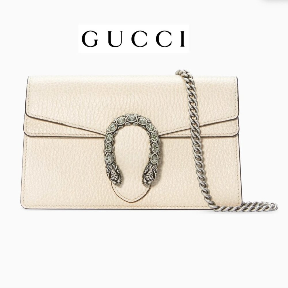 GUCCI White Dionysus Super Mini Leather Bag